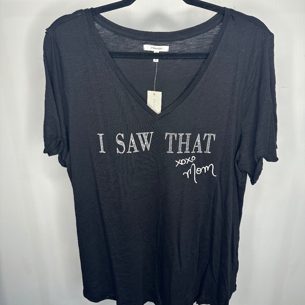 Maurices Black V-Neck "I Saw That" Mom Tee-Size 0